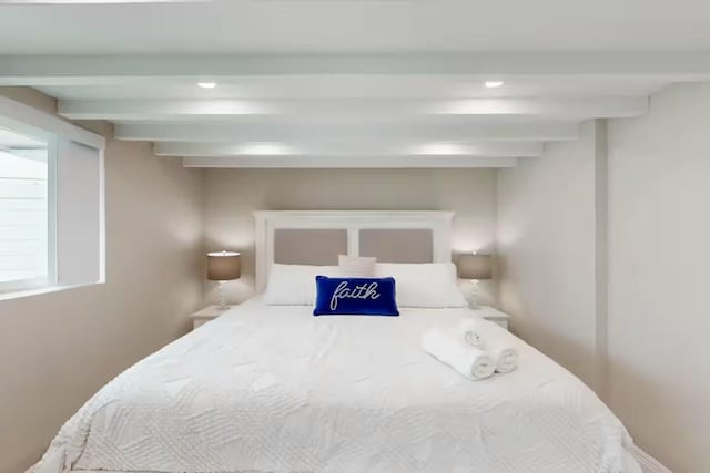 1760 Bel Air Ave, Lauderdale By The Sea, FL 33062 - bedroom featuring beam ceiling and recessed lighting