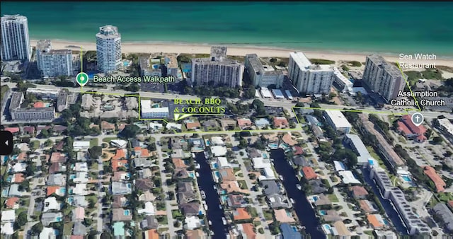 1760 Bel Air Ave, Lauderdale By The Sea, FL 33062 - aerial view of property's location featuring unending shoreline and nearby urban area