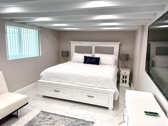 1760 Bel Air Ave, Lauderdale By The Sea, FL 33062 - bedroom with light marble finish floors and beam ceiling