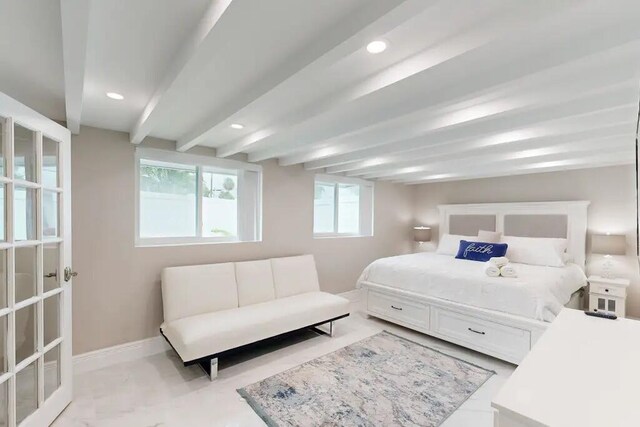 1760 Bel Air Ave, Lauderdale By The Sea, FL 33062 - bedroom with beamed ceiling and recessed lighting