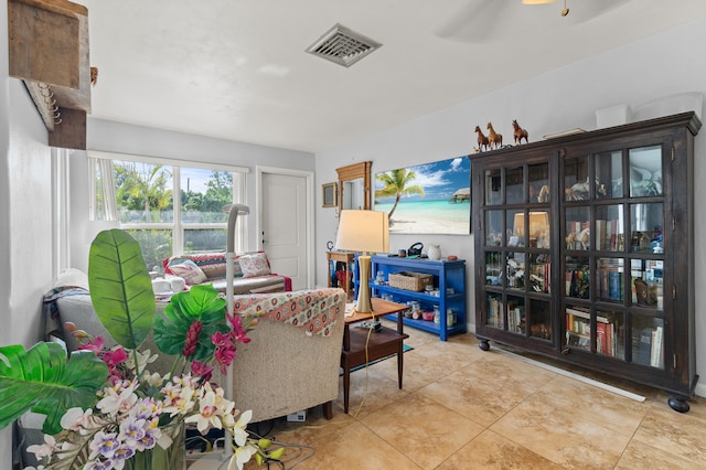 933 S Ridge St, Lake Worth Beach, FL 33460 - sitting room featuring tile patterned floors and ceiling fan