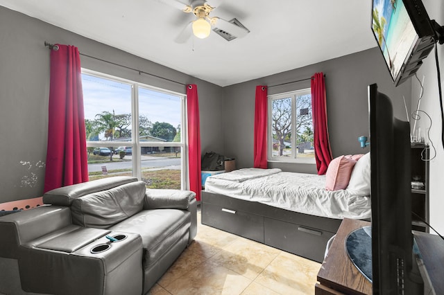 933 S Ridge St, Lake Worth Beach, FL 33460 - bedroom featuring tile patterned flooring and ceiling fan