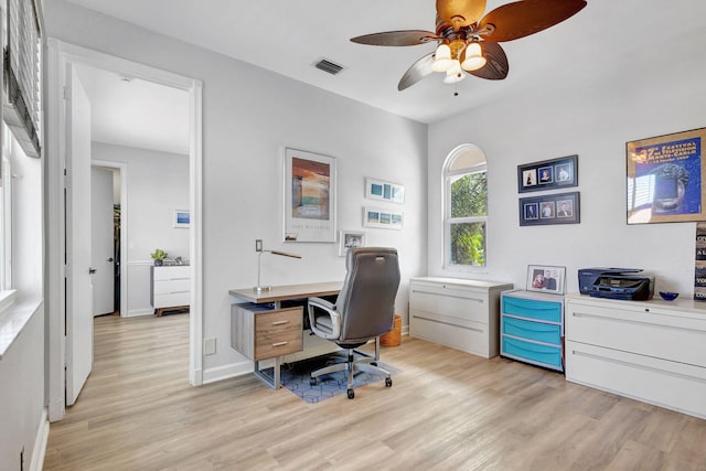 106 Sedona Way, Palm Beach Gardens, FL 33418 - office featuring light wood-type flooring, ceiling fan, and baseboards