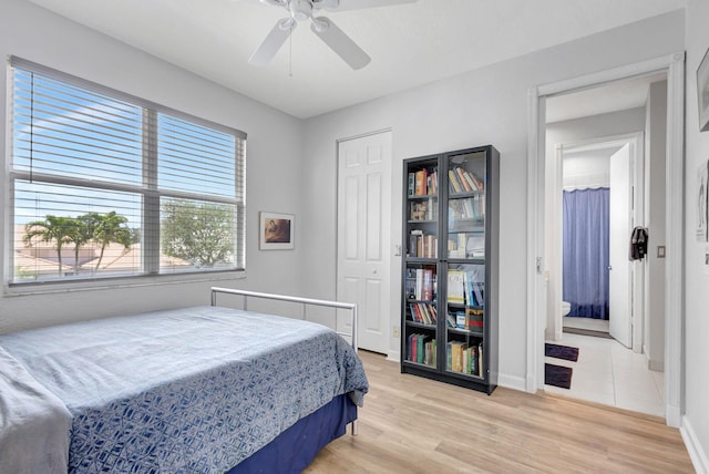 106 Sedona Way, Palm Beach Gardens, FL 33418 - bedroom featuring light wood-type flooring, baseboards, and ceiling fan