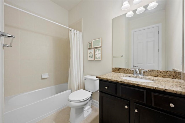 10557 Pisa Rd, Wellington, FL 33414 - bathroom with toilet, shower / bath combo, vanity, tile patterned flooring, and baseboards