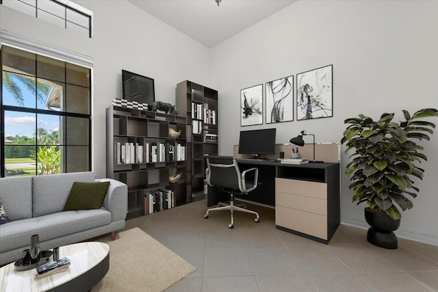 10557 Pisa Rd, Wellington, FL 33414 - tiled home office with built in study area