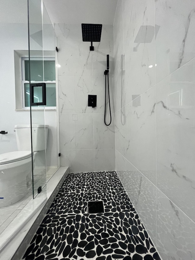 1720 SW 13th St, Boca Raton, FL 33486 - bathroom with a walk in shower, toilet, and stone flooring