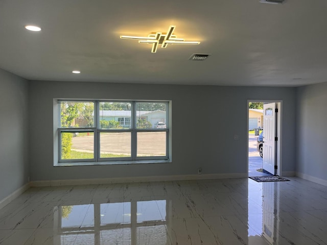 1720 SW 13th St, Boca Raton, FL 33486 - spare room with baseboards, recessed lighting, and marble finish floors