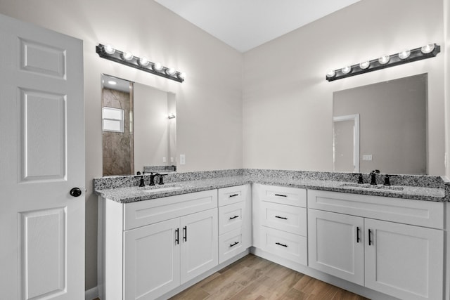 3269 NW 24th Ave, Okeechobee, FL 34972 - full bath featuring two vanities, wood finished floors, and a tile shower