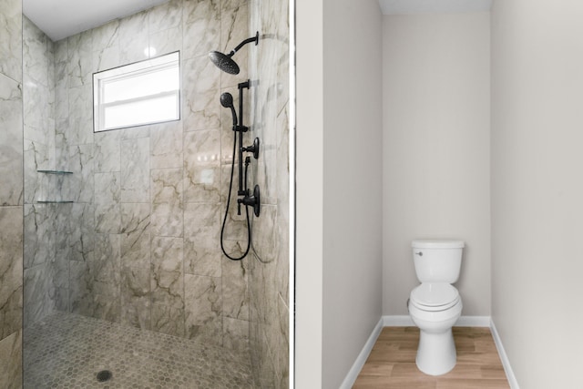 3269 NW 24th Ave, Okeechobee, FL 34972 - full bath featuring toilet, wood finished floors, tiled shower, and baseboards