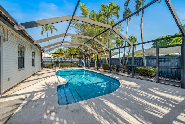 5157 Canal Cir S, Lake Worth, FL 33467 - view of pool with a patio, a fenced backyard, and a lanai