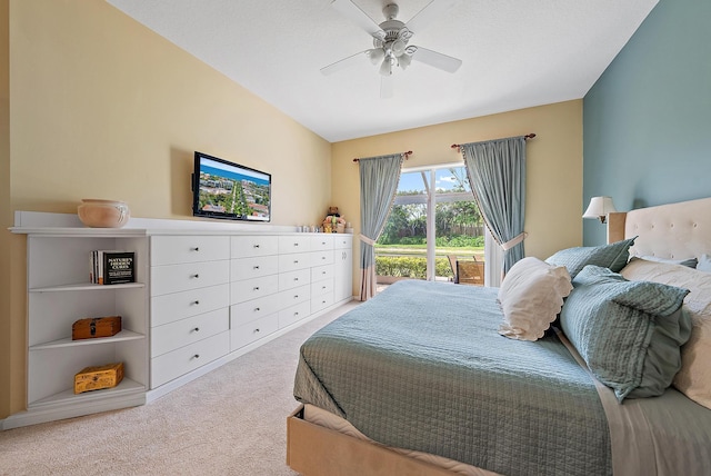 bedroom with carpet floors and a ceiling fan