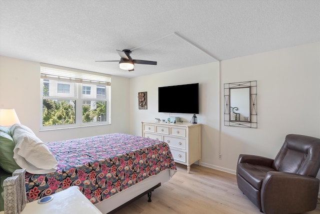 2016 S Federal Hwy Unit 206, Boynton Beach, FL 33435 - bedroom featuring light wood-style flooring, a textured ceiling, baseboards, and ceiling fan