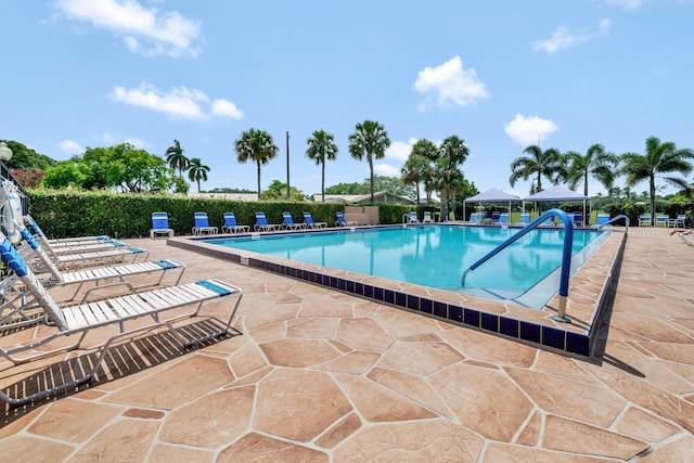 community pool with a patio