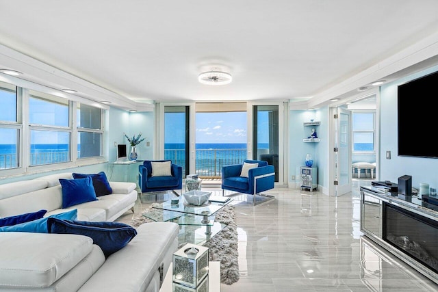 3000 S Ocean Blvd Unit 6010, Boca Raton, FL 33432 - living room featuring light marble finish flooring