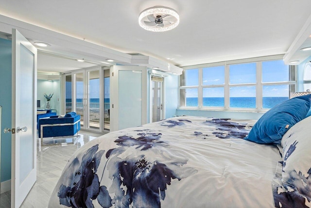 3000 S Ocean Blvd Unit 6010, Boca Raton, FL 33432 - bedroom featuring a water view, access to exterior, and french doors