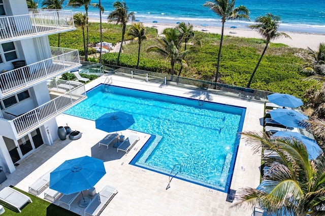 3000 S Ocean Blvd Unit 6010, Boca Raton, FL 33432 - community pool with a patio and view of water and beach