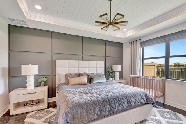 4646 Eventing St, Lake Worth, FL 33467 - bedroom with a tray ceiling, ornamental molding, wood finished floors, and recessed lighting