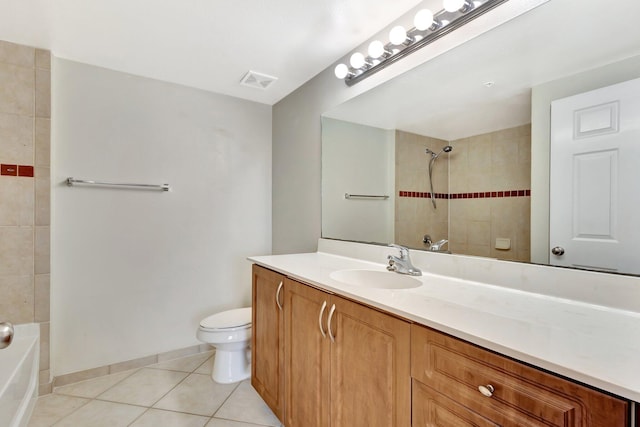 6510 Emerald Dunes Dr Unit 302, West Palm Beach, FL 33411 - bathroom with tile patterned floors, toilet, vanity, bathtub / shower combination, and baseboards