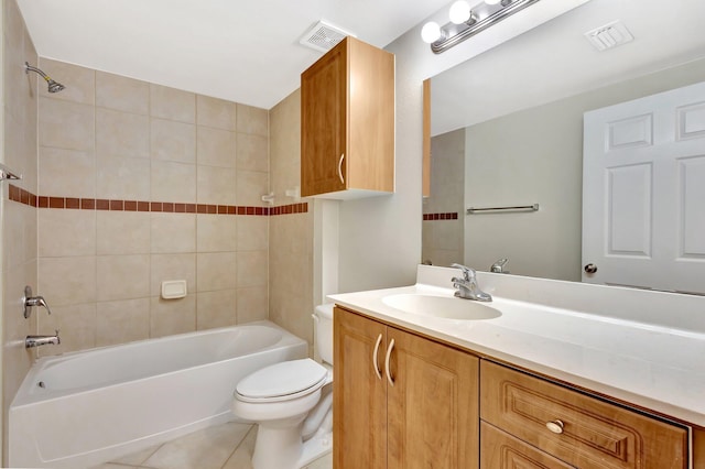 6510 Emerald Dunes Dr Unit 302, West Palm Beach, FL 33411 - bathroom featuring tile patterned floors, toilet, washtub / shower combination, and vanity
