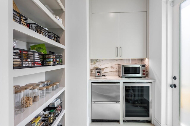 storage area with beverage cooler