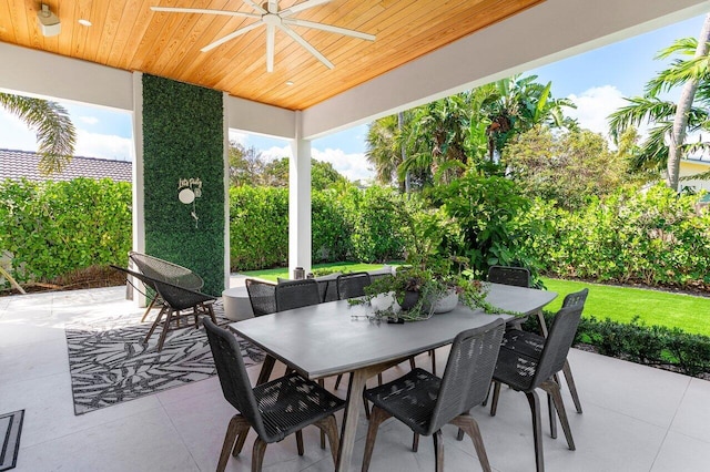 view of patio / terrace featuring ceiling fan and outdoor dining area