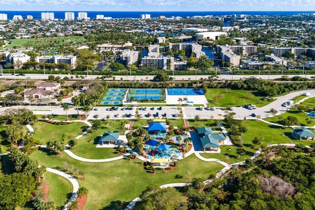 aerial overview of property's location featuring nearby urban area