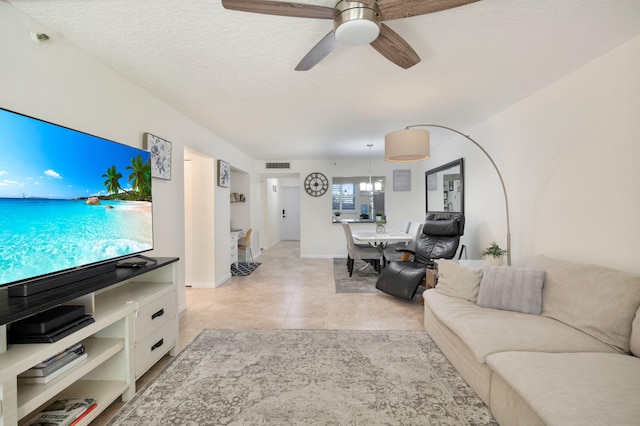 2070 Homewood Blvd Unit 1115, Delray Beach, FL 33445 - living area with ceiling fan and light tile patterned floors