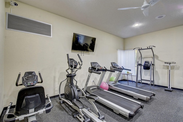 2070 Homewood Blvd Unit 1115, Delray Beach, FL 33445 - gym featuring baseboards, ceiling fan, and recessed lighting