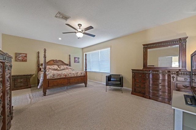 bedroom with carpet floors, baseboards, and ceiling fan