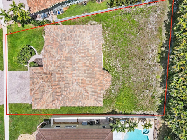view from above of property with property boundaries highlighted