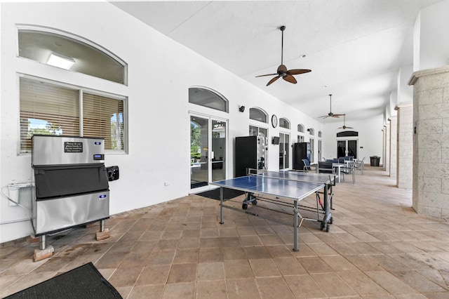 view of patio featuring ceiling fan