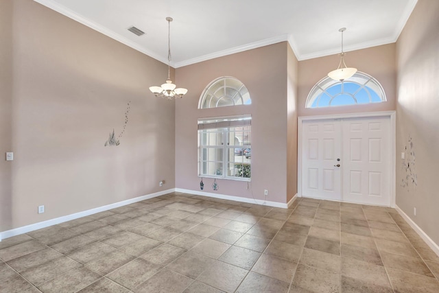 3588 Turtle Island Ct, West Palm Beach, FL 33411 - entrance foyer with ornamental molding, baseboards, and a chandelier