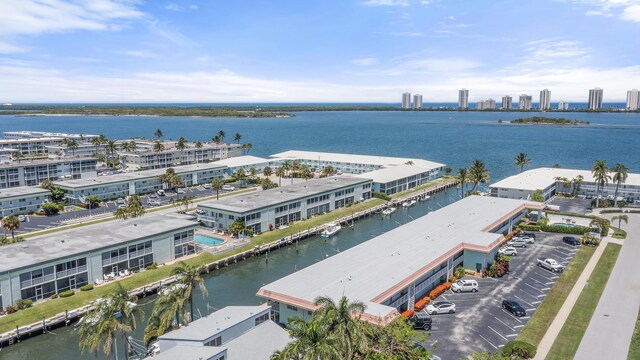 aerial view of a nearby body of water