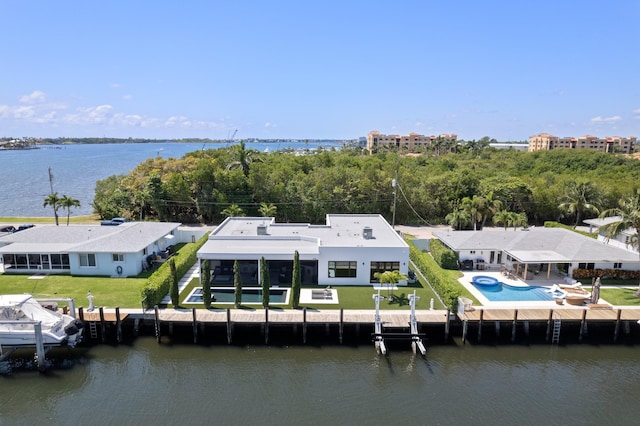 160 Periwinkle Dr, Hypoluxo, FL 33462 - view from above of property with a nearby body of water and a pool