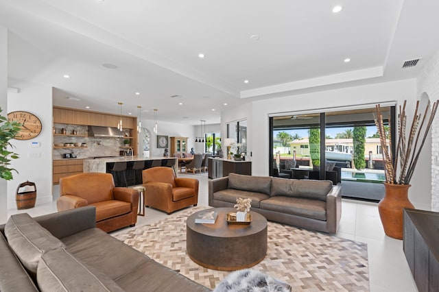 160 Periwinkle Dr, Hypoluxo, FL 33462 - living room with recessed lighting and a tray ceiling