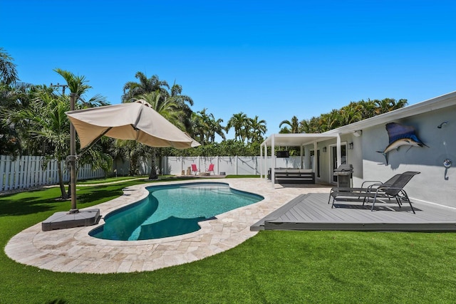 1096 SW 16th St, Boca Raton, FL 33486 - view of pool featuring a deck, grilling area, and a patio