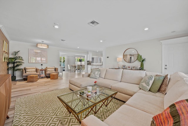 1096 SW 16th St, Boca Raton, FL 33486 - living area with wood finished floors, ornamental molding, and recessed lighting