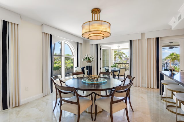 400 S Ocean Blvd Unit R25, Boca Raton, FL 33432 - dining room featuring light marble finish floors
