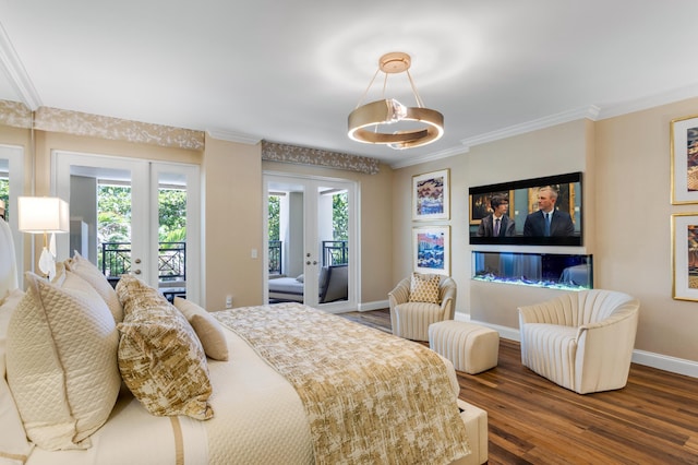 400 S Ocean Blvd Unit R25, Boca Raton, FL 33432 - bedroom with french doors, access to exterior, wood finished floors, ornamental molding, and baseboards