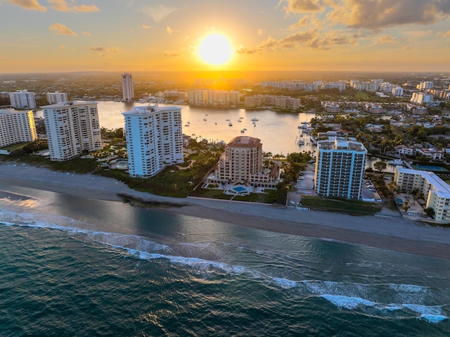 400 S Ocean Blvd Unit R25, Boca Raton, FL 33432 - aerial view at dusk of view of water and beach and a city view