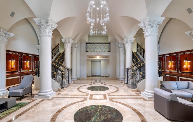 400 S Ocean Blvd Unit R25, Boca Raton, FL 33432 - lobby with a towering ceiling and stairway