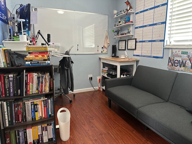 442 Griswold Dr, Lake Worth Beach, FL 33461 - home office featuring wood finished floors, baseboards, and a textured wall