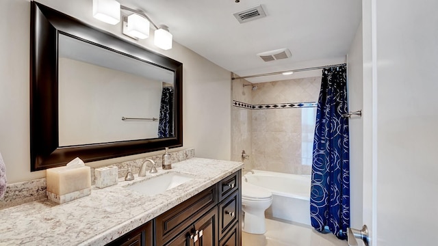 4740 S Ocean Blvd Unit 710, Highland Beach, FL 33487 - bathroom featuring toilet, vanity, and shower / bathtub combination with curtain