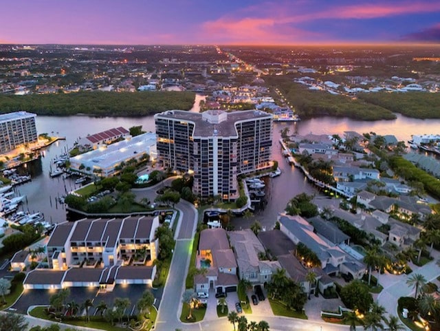 4740 S Ocean Blvd Unit 710, Highland Beach, FL 33487 - aerial view at dusk of a water view and a city view