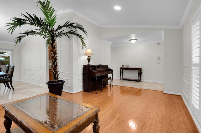 1560 SW 16th St, Boca Raton, FL 33486 - sitting room with light wood-type flooring, crown molding, recessed lighting, and baseboards