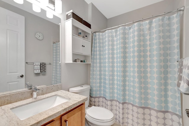 609 Amador Ln Unit 4, West Palm Beach, FL 33401 - bathroom featuring toilet, vanity, and a shower with shower curtain