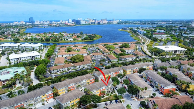 609 Amador Ln Unit 4, West Palm Beach, FL 33401 - aerial overview of property's location featuring a nearby body of water and city skyline
