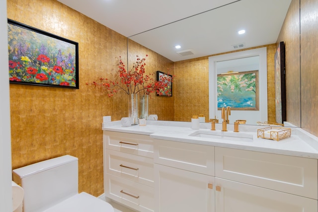 100 Lakeshore Dr Unit 1954, North Palm Beach, FL 33408 - bathroom with vanity, toilet, and recessed lighting