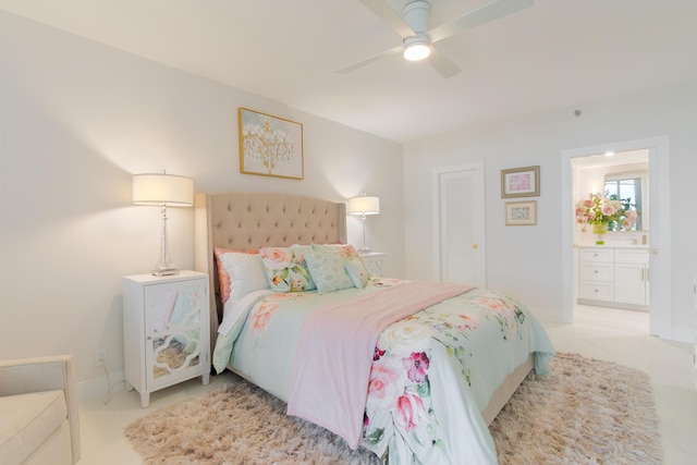 100 Lakeshore Dr Unit 1954, North Palm Beach, FL 33408 - bedroom featuring ensuite bathroom and a ceiling fan